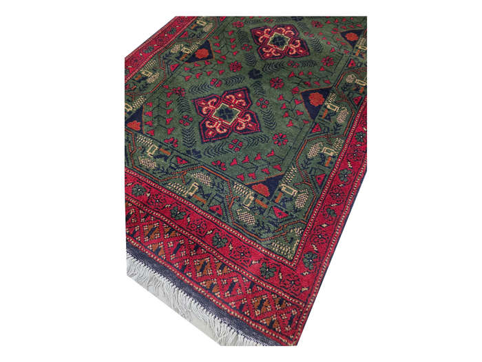 Fine green Afghan Khamyab Carpet Runner 201 X 83 cm