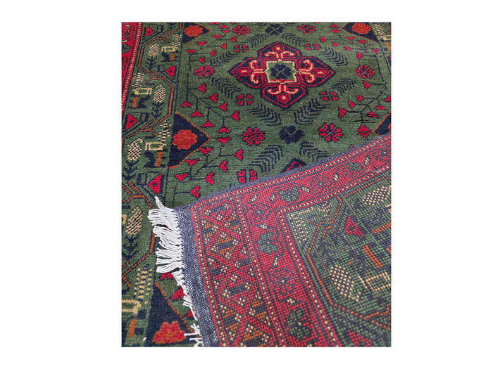 Fine green Afghan Khamyab Carpet Runner 201 X 83 cm
