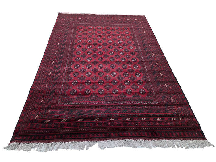 Stunning Red Afghan Bukhara Design Carpet 295 x 200 CM