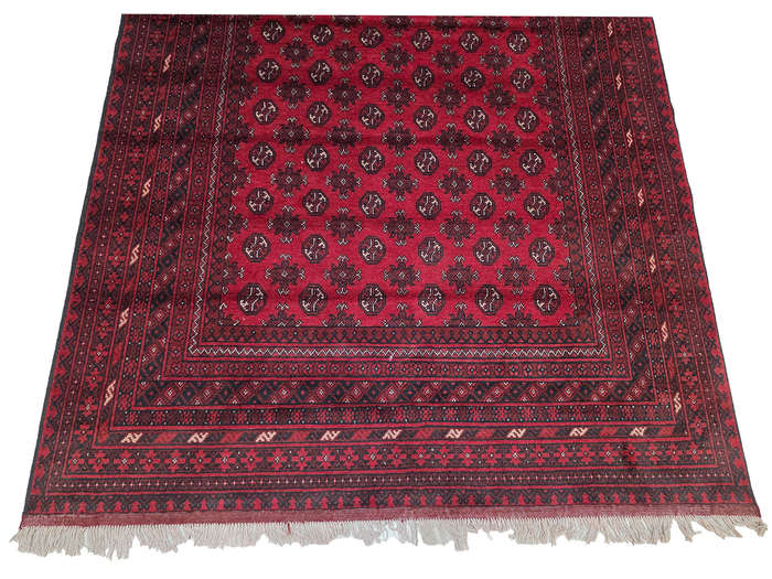 Stunning Red Afghan Bukhara Design Carpet 295 x 200 CM