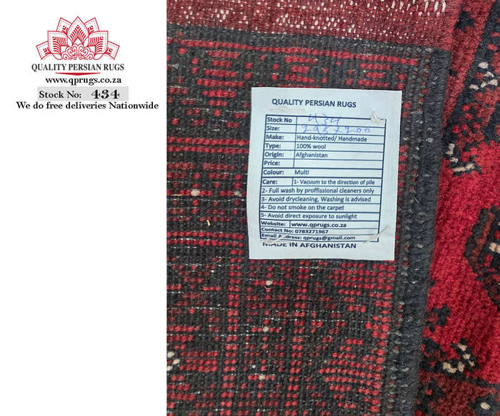 Stunning Red Afghan Bukhara Design Carpet 295 x 200 CM