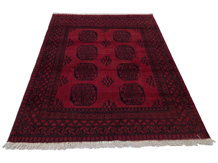 Red Afghan Elephant Foot Design Carpet 193 x 156 CM