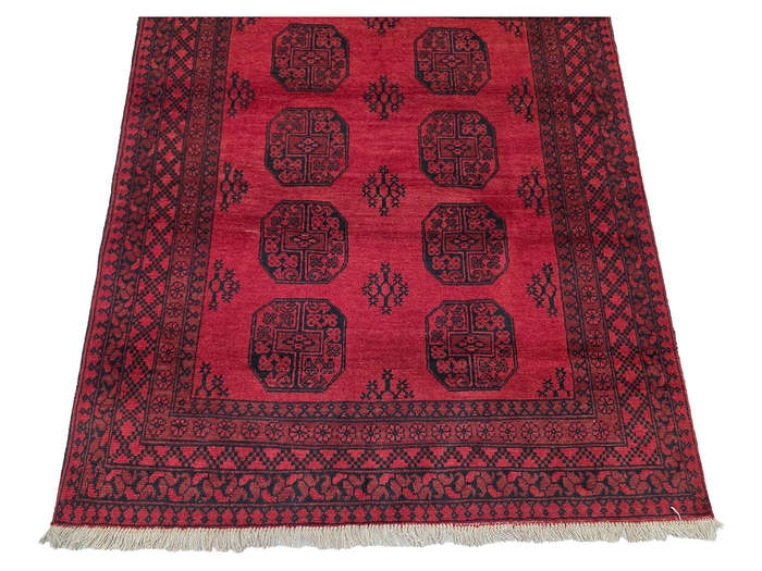 Red Afghan Elephant Foot Design Carpet 193 x 156 CM