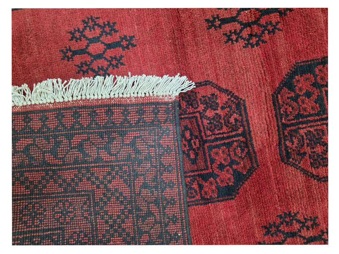 Red Afghan Elephant Foot Design Carpet 193 x 156 CM