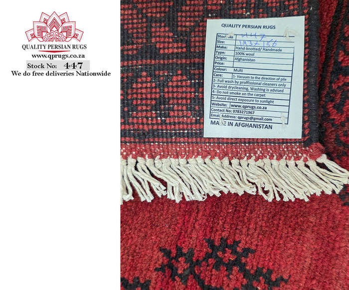 Red Afghan Elephant Foot Design Carpet 193 x 156 CM