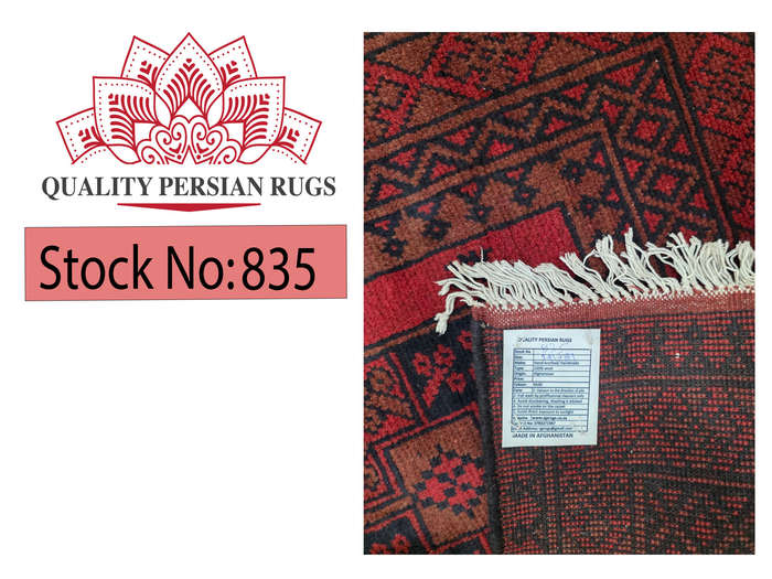 Elephant foot design Red Afghan Carpet 291 x 81cm