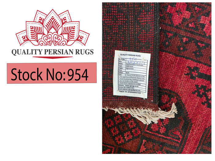 Elephant foot design Red Afghan Hand-knotted Carpet 247 x 163cm