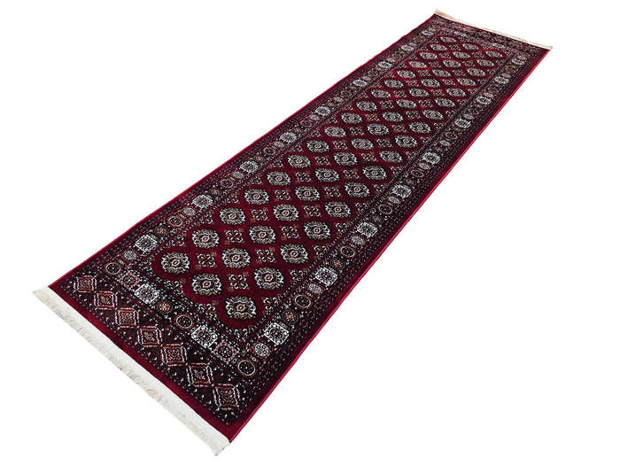 Beautiful Red Bukhara Design Machine Made Runner 300 x 80 CM