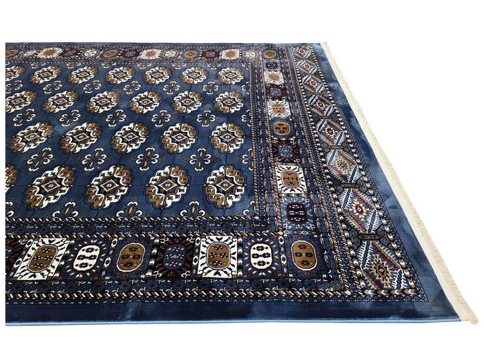 Blue Bukhara Design Machine Made Carpet 290 x 200 CM