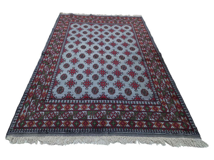 Stunning Blue Color Afghan Kunduz Bukhara Carpet 242 x 172 CM