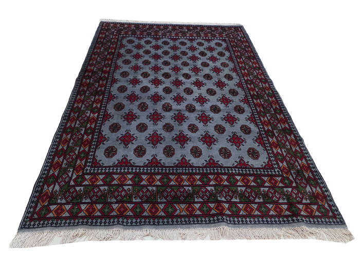 Stunning Blue Color Afghan Kunduz Bukhara Carpet 242 x 172 CM