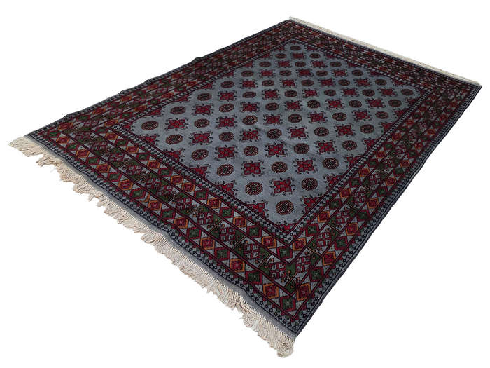 Stunning Blue Color Afghan Kunduz Bukhara Carpet 242 x 172 CM