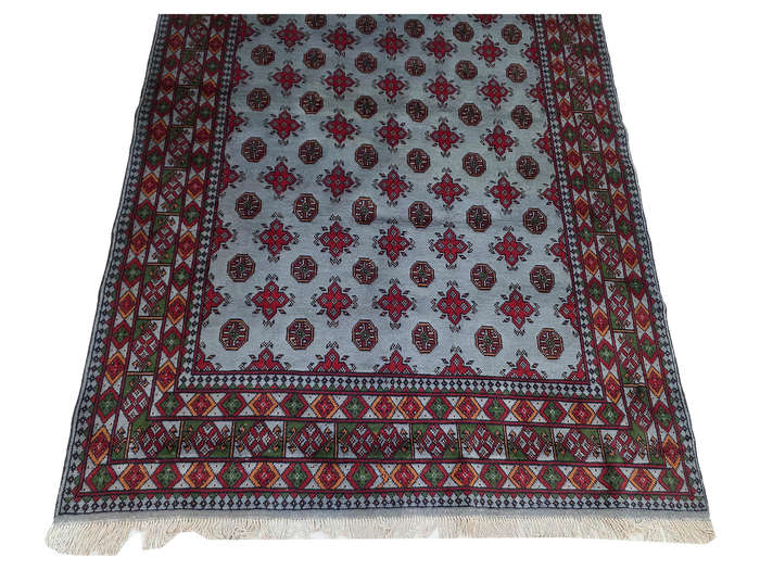 Stunning Blue Color Afghan Kunduz Bukhara Carpet 242 x 172 CM