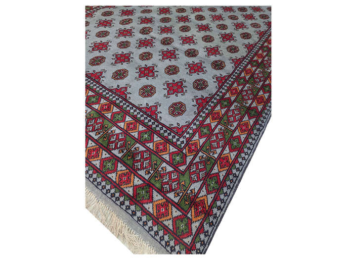 Stunning Blue Color Afghan Kunduz Bukhara Carpet 242 x 172 CM