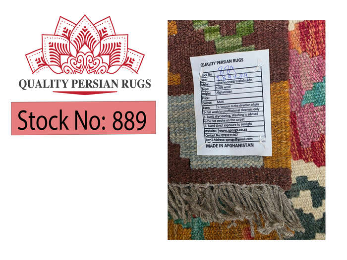 Beautiful Handwoven woolen Choubi Kilim Rug 289 x 79cm