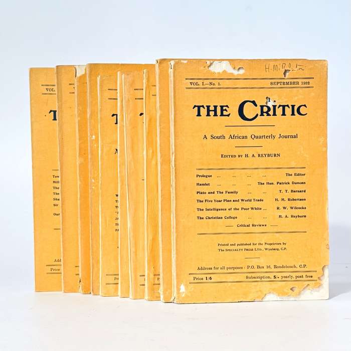 The Critic. A South African Quarterly Journal - Reyburn, H A (Ed)