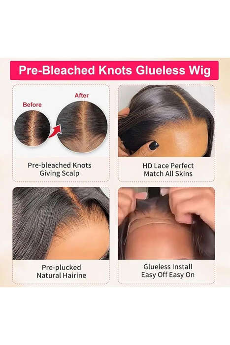 30" Pre-Bleached knots Double Drawn Straight Wig (Glueless)