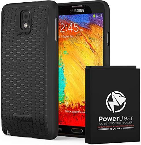 PowerBear Samsung Galaxy Note 3 Extended Battery [7500mAh] & Back Cover & Protective Case (Up to 2.3
