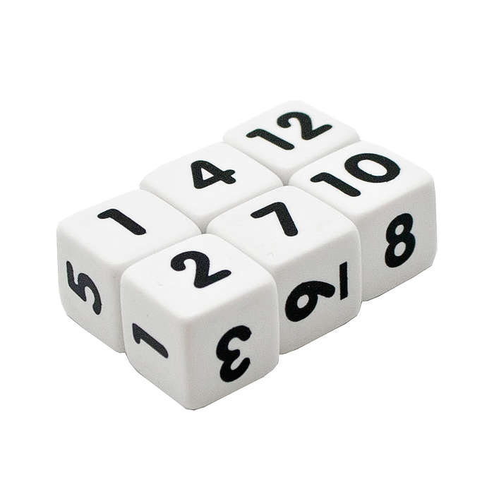 EDX Education - Dice - Number - 18mm - 1-6 & 7-12 - 6pcs- Clearance Stock