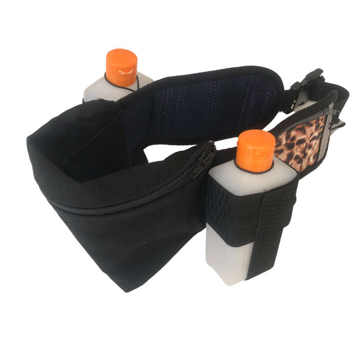 Special running belt with two hard bottles