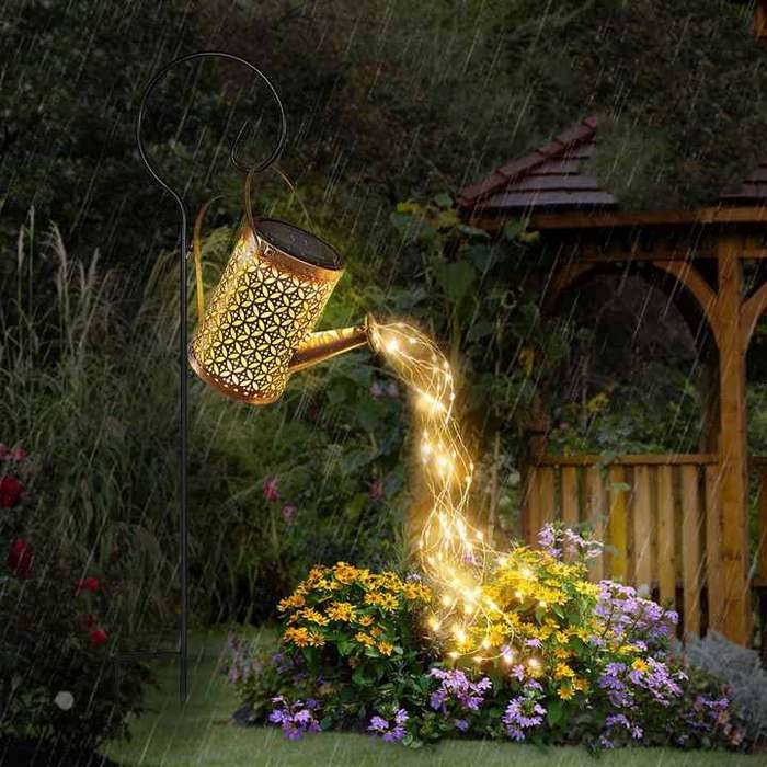Watering Can Light With Hook Holder for Garden Outdoor Landscape Holiday Solar Garden Lights