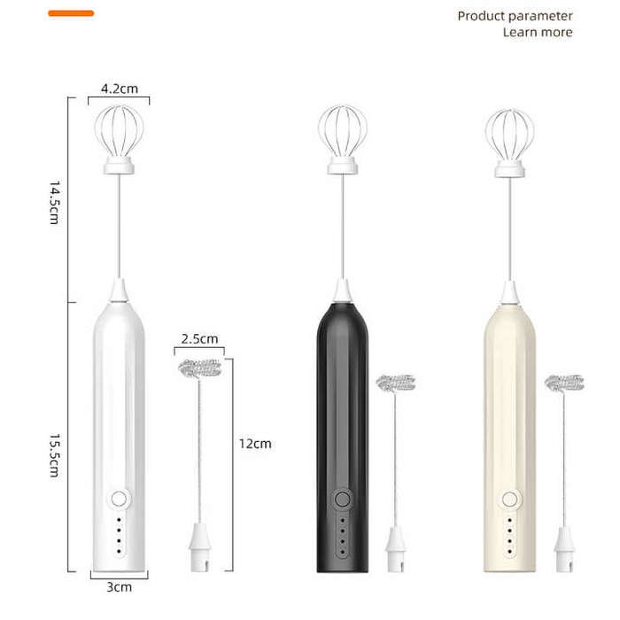 USB Electric Handheld Foam Maker Egg Beater Milk Frother Stainless Steel Wireless Coffee Cappuccino