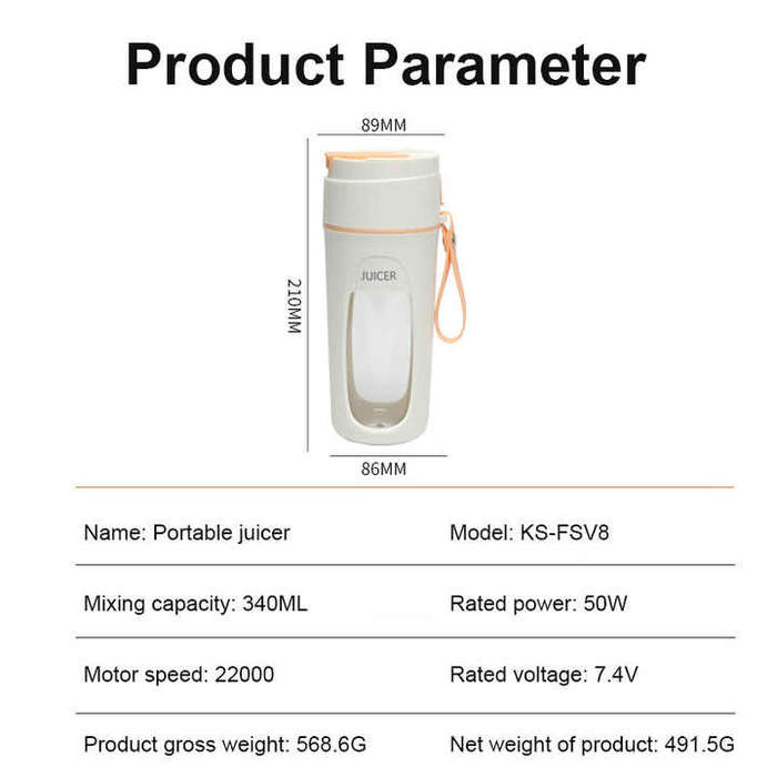Rechargeable Mini Juice Cooking Cup Portable Wireless USB/Battery Powered Juicer Machine Household M