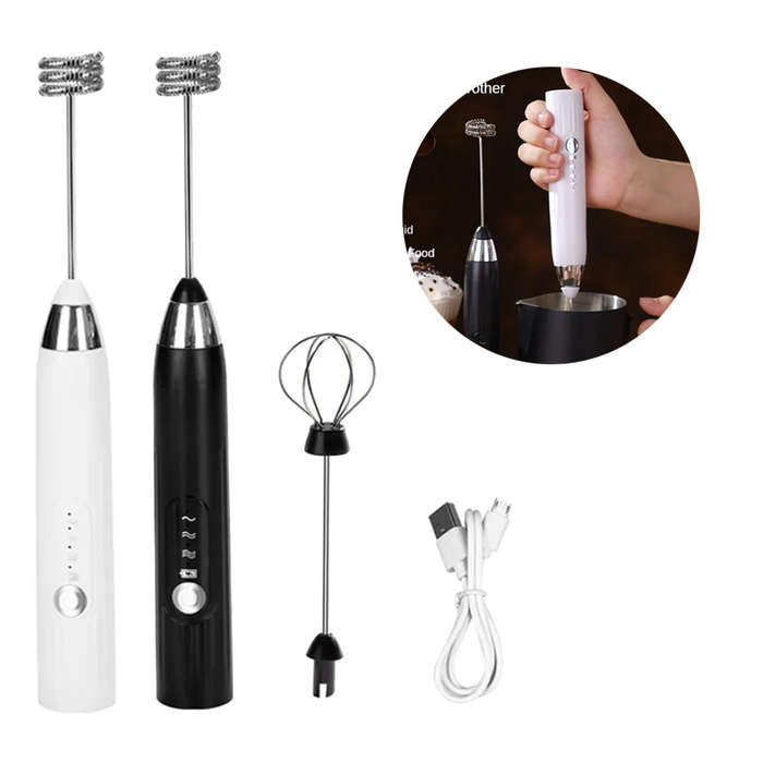Electric Milk Frother Automatic Milk Foam Maker Stainless Steel Whisk USB Mini Drink Mixer Blender