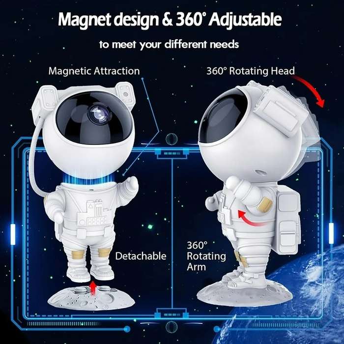 Space Buddy Projector Star Projector Light Astronaut Night Light Projector Remote Control Timer LED