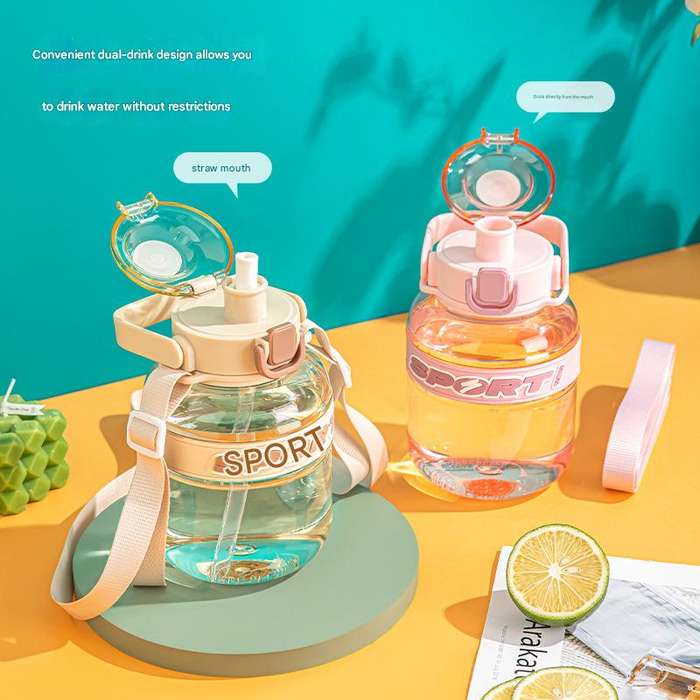 Water Cup with Straw Ton Pot, Big Belly Cup, Large Capacity Plastic Cup