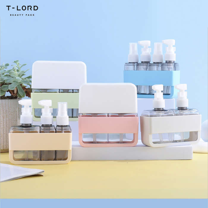 Travel Set Plastic Empty PET Bottles 500ml Roll Pump Shampoo Lotion Cream for Skin Care Serum