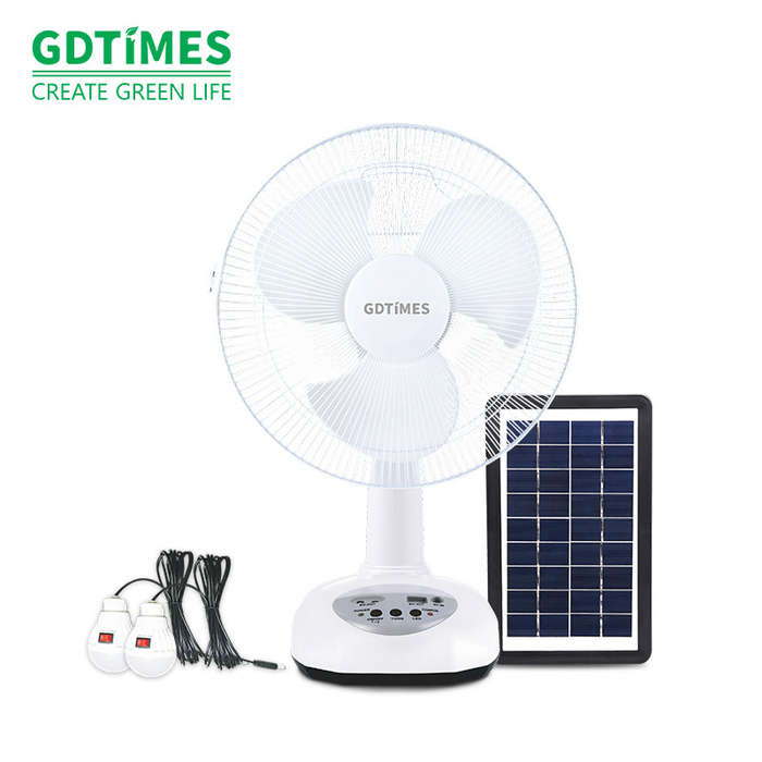 12-Inch Solar Rechargeable Fan Long Battery Life Lithium Battery AC/DC Light Oscillating