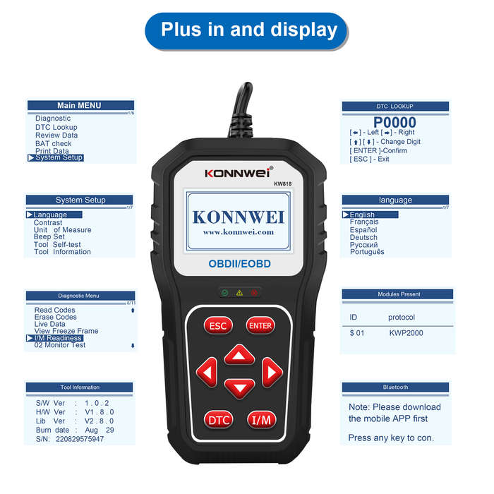 Konnwei New Model Bluetooth Car Scanner Automotivo Diagnostic Tools Automotive OBD2 Auto Diagnostic