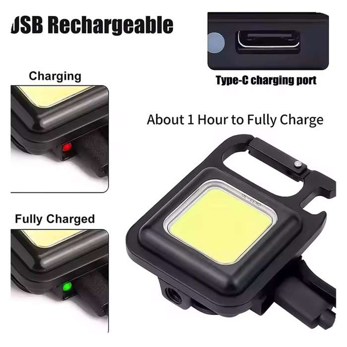 Rechargeable Portable Pocket Waterproof Magnetic COB Led Camping Keychain Flashlight Plastic Light