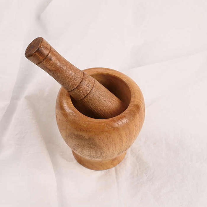 Solid Wood Garlic Pounder, Herb Grinding Bowl, Wooden Garlic Masher, Household Wooden Mortar for Min