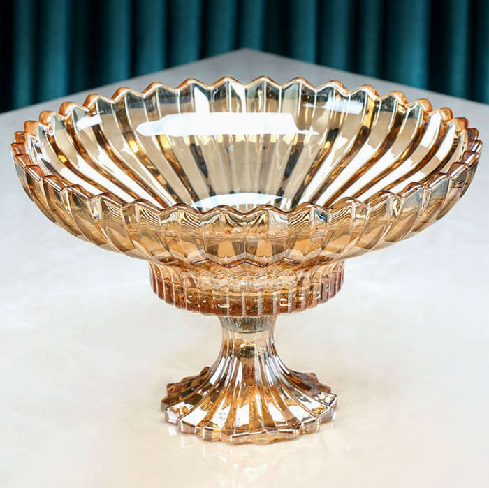 Fruit Plate Glass Bowl Gold