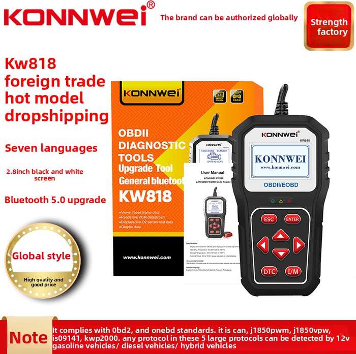 KW818 OBDII Engine Analyzer Car Diagnostic Tool for 12V Gasoline Vehicles