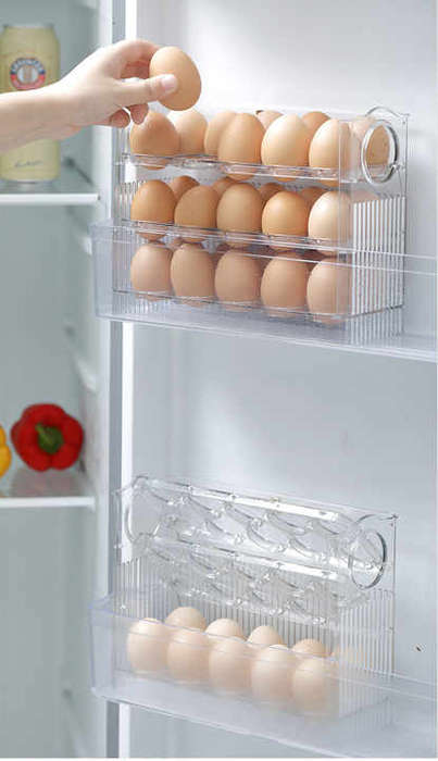 30 Eggs Flip Type Eggs Storage Rack Stand Holder for Refrigerator Organizer Box Egg Container Fresh