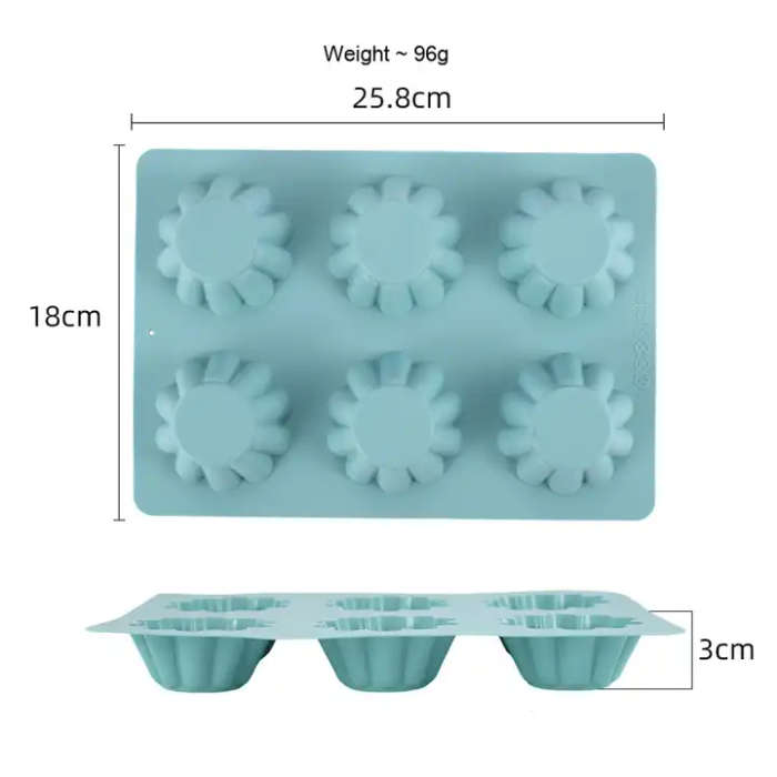 6-Piece Creative Silicone Cake Mold PC Flower-Shaped Muffin Cup for Baking Kitchen Household Pudding