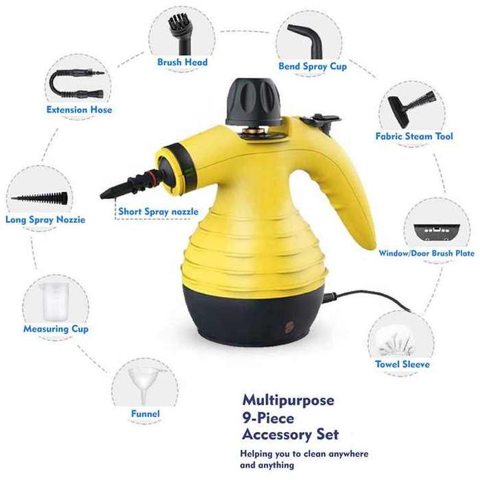 Custom Multi-Purpose Handheld Pressurized Steam Cleaner With 9 Piece Accessories for Stain Removal
