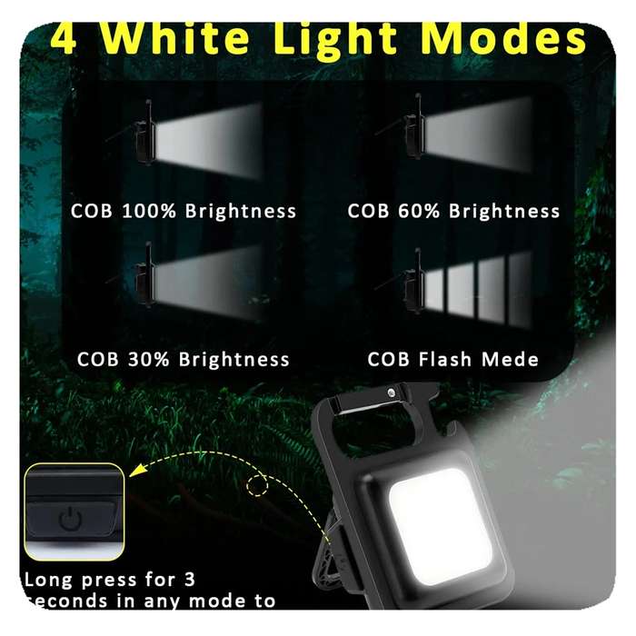 Rechargeable Portable Pocket Waterproof Magnetic COB Led Camping Keychain Flashlight Plastic Light