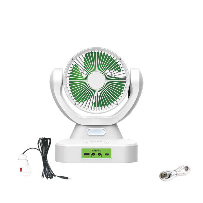 Large Capacity 6-Inch Solar Table Fan with Light AC/DC Lithium Battery Hous