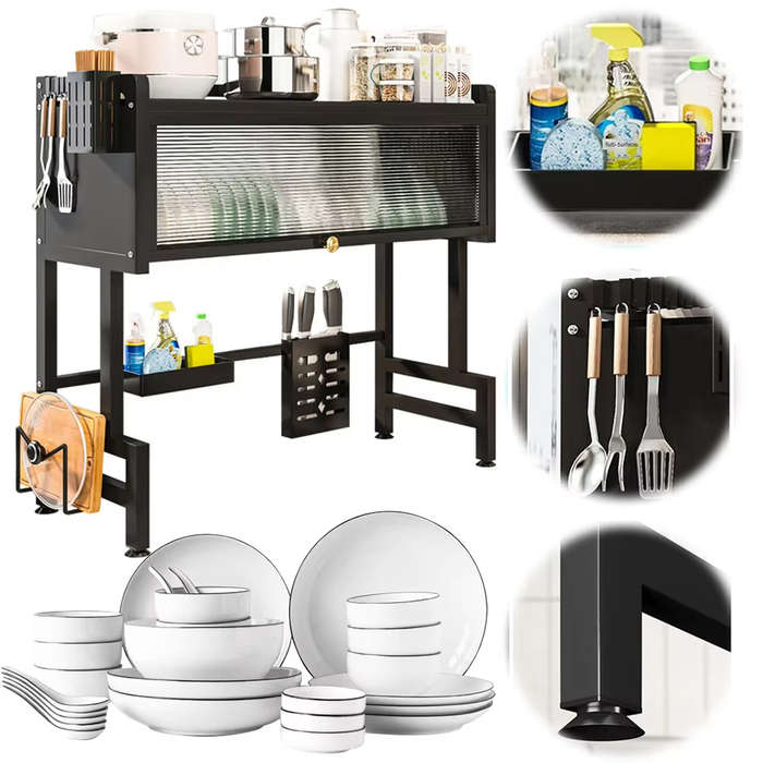 Kitchen Drain Shelf 3-Tier Multi-Functional Kitchen Storage Rack Kitchen Sink Organizer Large Over S