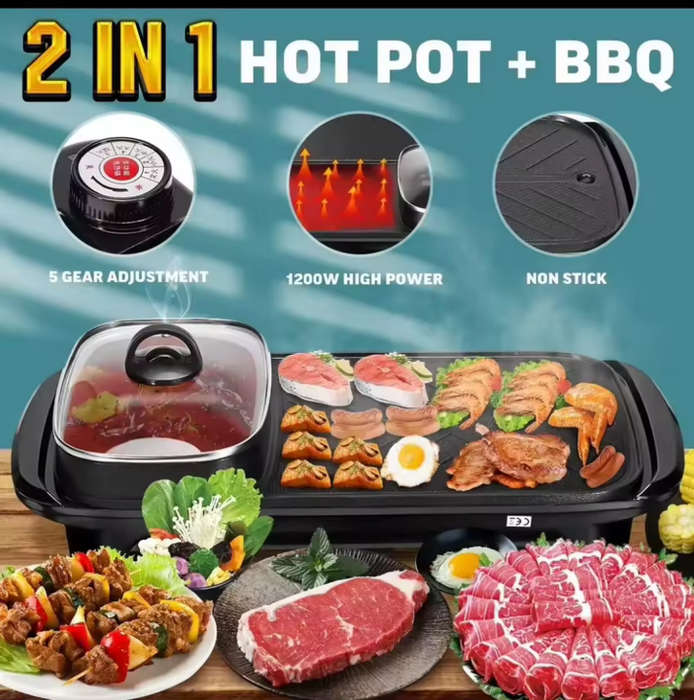 The Most Popular 2 in 1Multifunctional Electric Hot Pot,Electric Baking Tray,Two in One Electric Tub