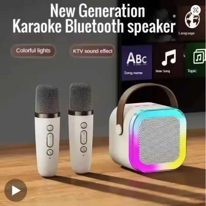 Karaoke Machine Portable 5.3 PA Speaker System with 1-2 Wireless Microphones Home Family Singing Chi