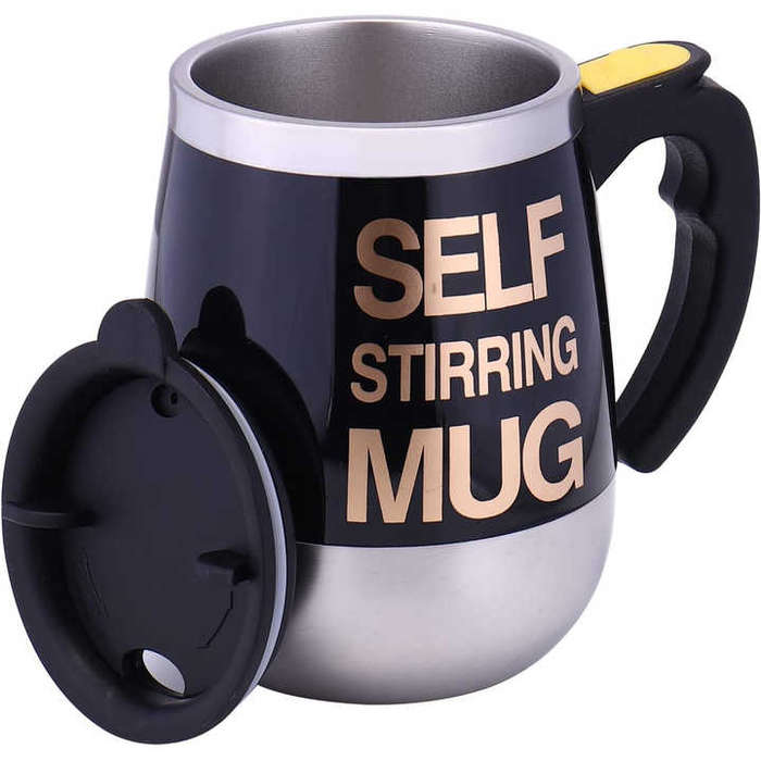 Stainless Steel Smart Automatic Mixing Cup 2 AA Batteries Magnetic Stirring Coffee Mug