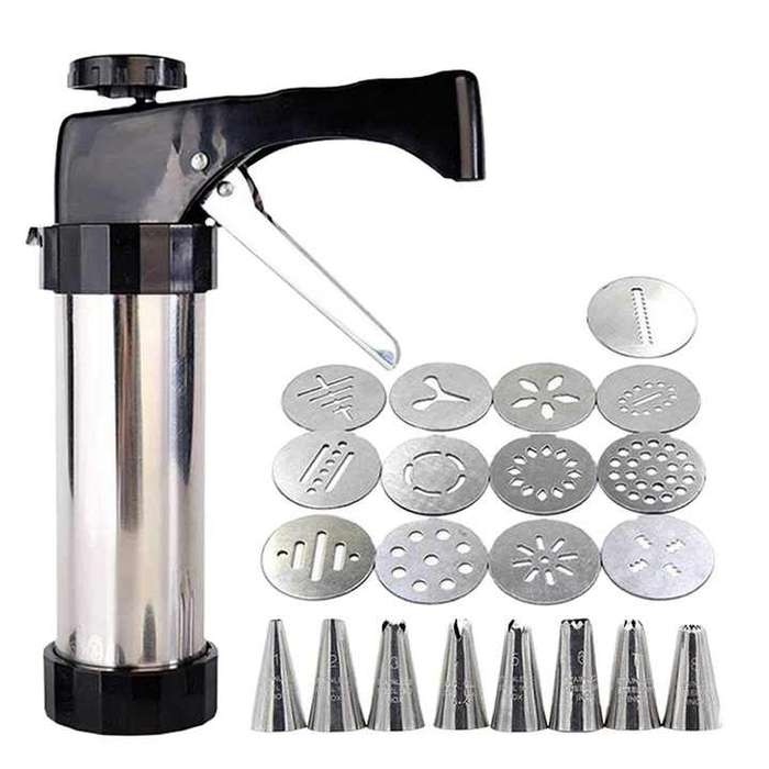 Household Stainless Steel Biscuit Press Gun Manual Cookie Baking Decorate Gun 13 Pack Kitchen Biscui
