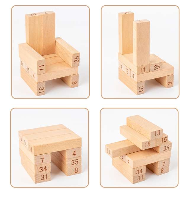 54 pcs Wooden Educational Tumbling Building Block