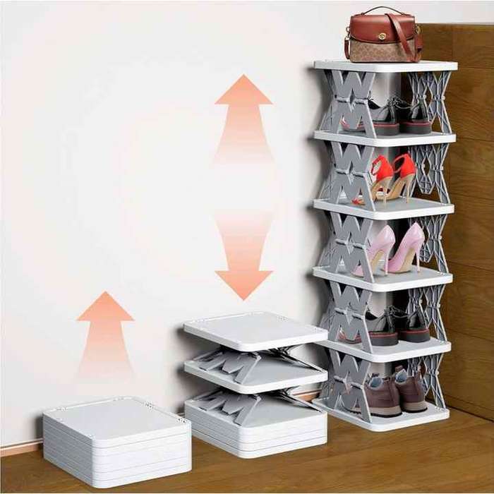 Narrow Shoe Organizer Shelf for Close Space Saving Large Capacity Foldable Shoe Rack