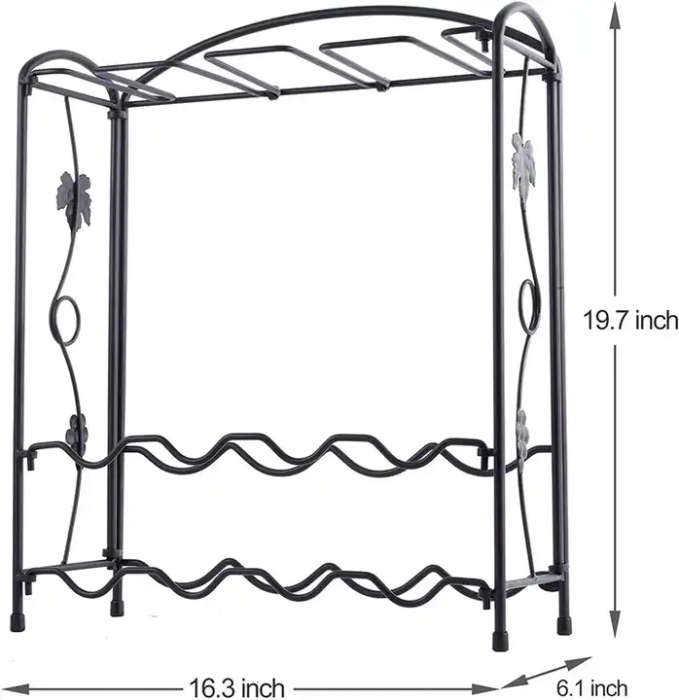 Black Metal Storage Countertop Decoration Glass Holder Bar Red Wine Rack